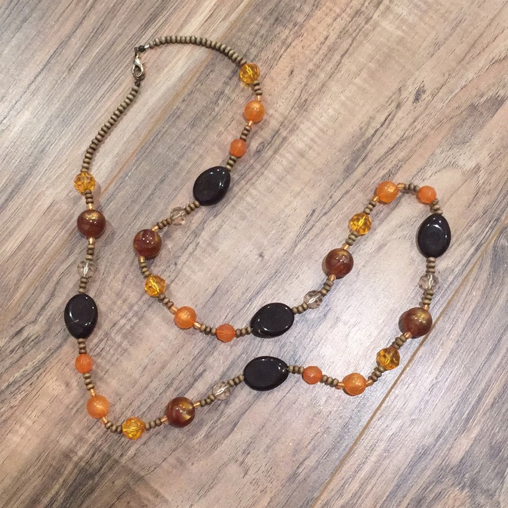 Long multicolor stone necklace